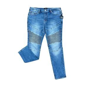 NWT Men's True Religion Rocco Moto relaxed skinny jeans size 36x32